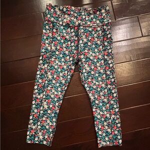 Land’s End Floral High Waisted Capri Leggings Sz M